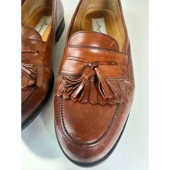 Mezlan Santander Cognac Brown Tassel Loafers Made in Spain Men's Shoes Size 9 W - Picture 3 of 12
